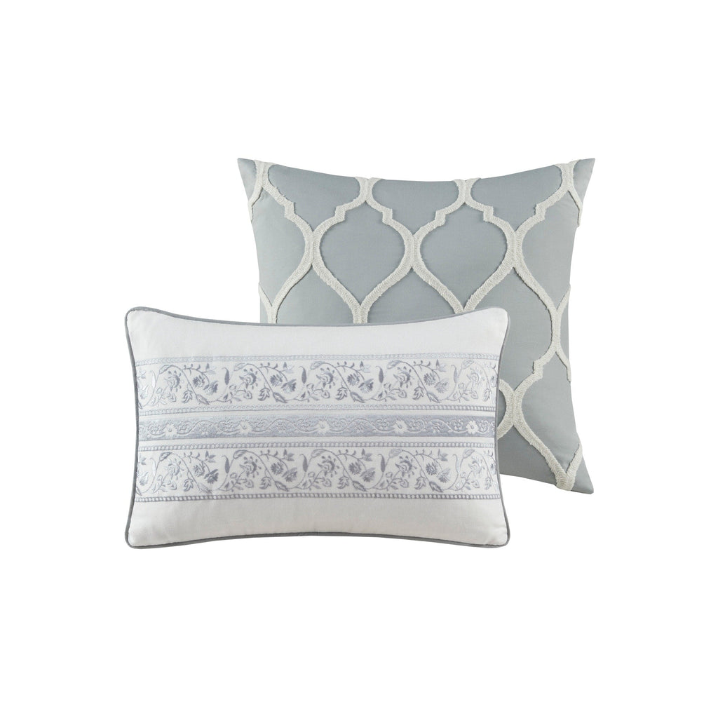 Ensemble de couette en coton à motifs damassés gris Harbor House Hallie, 6 pièces