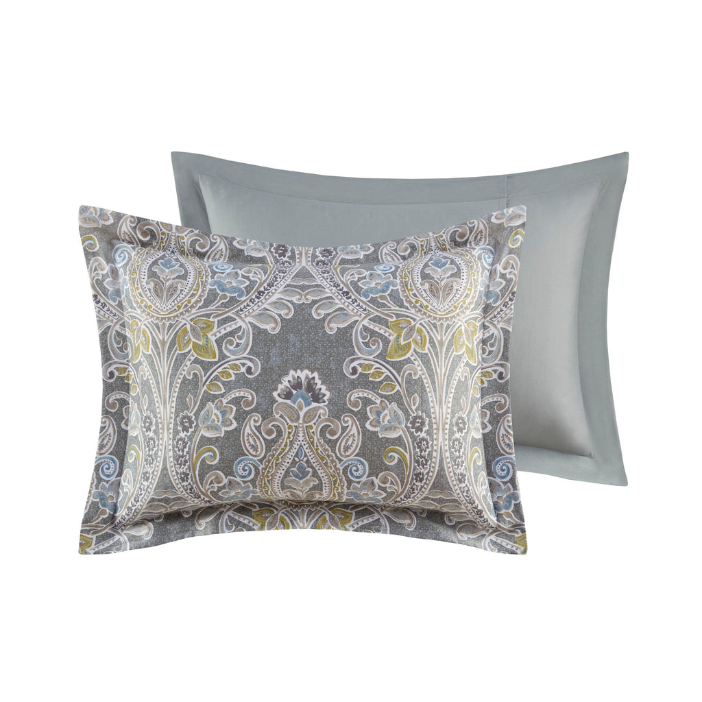 Ensemble de couette en coton à motifs damassés gris Harbor House Hallie, 6 pièces
