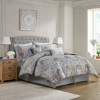 Ensemble de couette en coton à motifs damassés gris Harbor House Hallie, 6 pièces