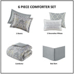 Ensemble de couette en coton à motifs damassés gris Harbor House Hallie, 6 pièces