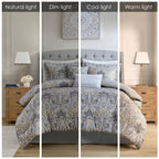 Ensemble de couette en coton à motifs damassés gris Harbor House Hallie, 6 pièces