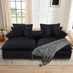 Canapé-lit surdimensionné Harmonia 109 W en velours côtelé, méridienne double profonde avec 4 coussins