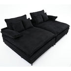 Canapé-lit surdimensionné Harmonia 109 W en velours côtelé, méridienne double profonde avec 4 coussins