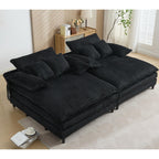 Canapé-lit surdimensionné Harmonia 109 W en velours côtelé, méridienne double profonde avec 4 coussins