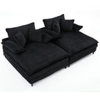 Canapé-lit surdimensionné Harmonia 109 W en velours côtelé, méridienne double profonde avec 4 coussins