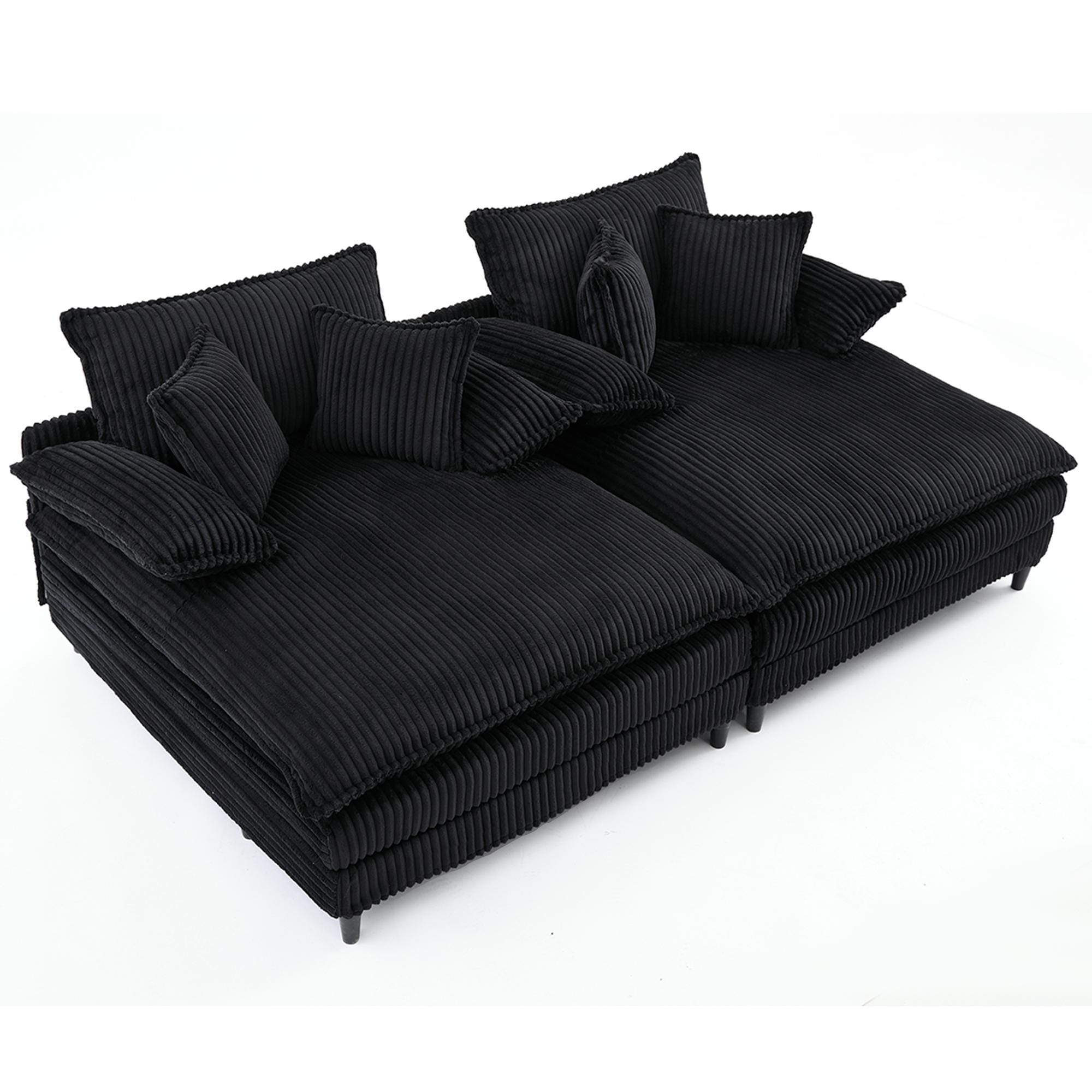 Canapé-lit surdimensionné Harmonia 109 W en velours côtelé, méridienne double profonde avec 4 coussins