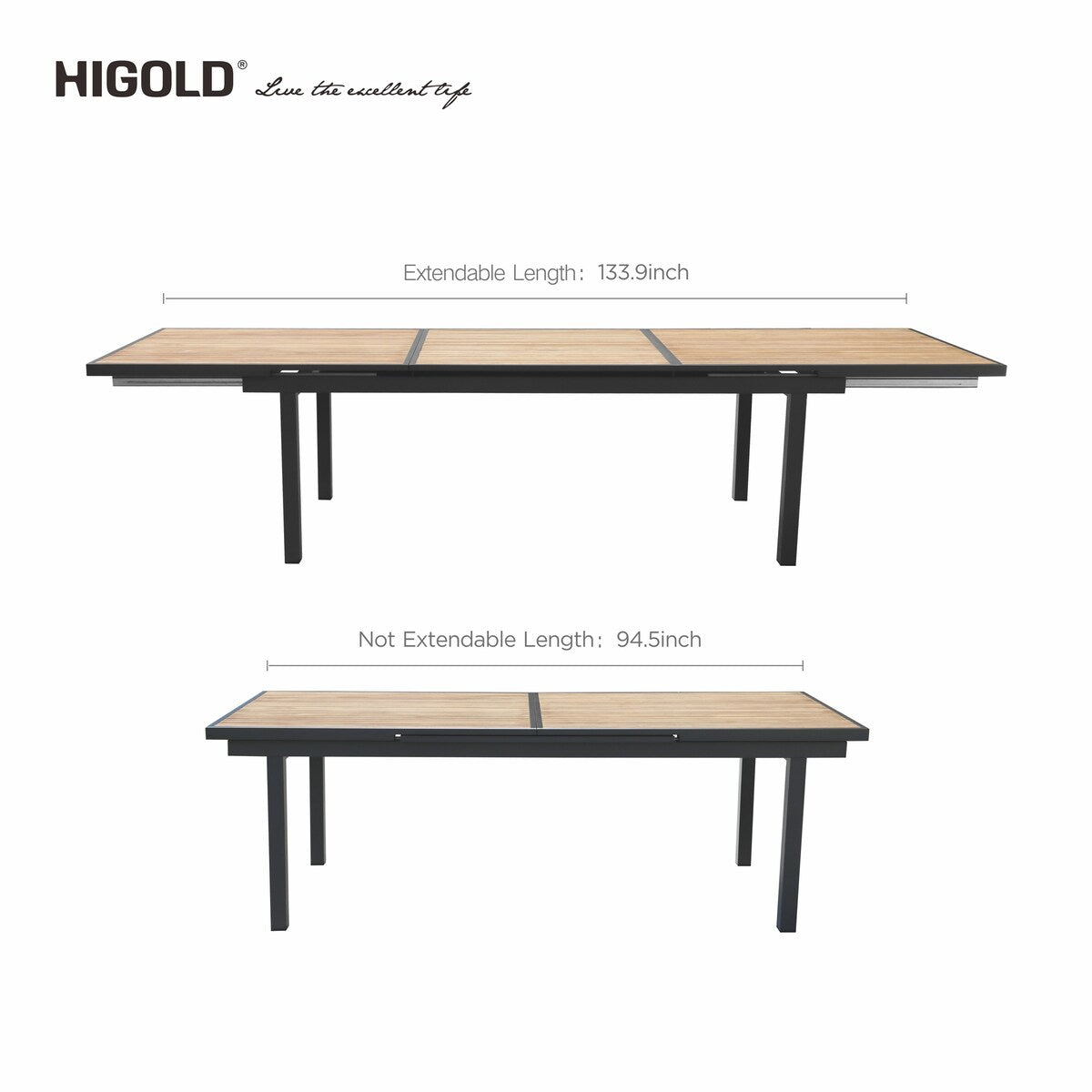 Ensemble de salle à manger d'extérieur Heck 13 pièces en aluminium teck certifié FSC pour 12 personnes, table extensible et chaises empilables, noir anthracite