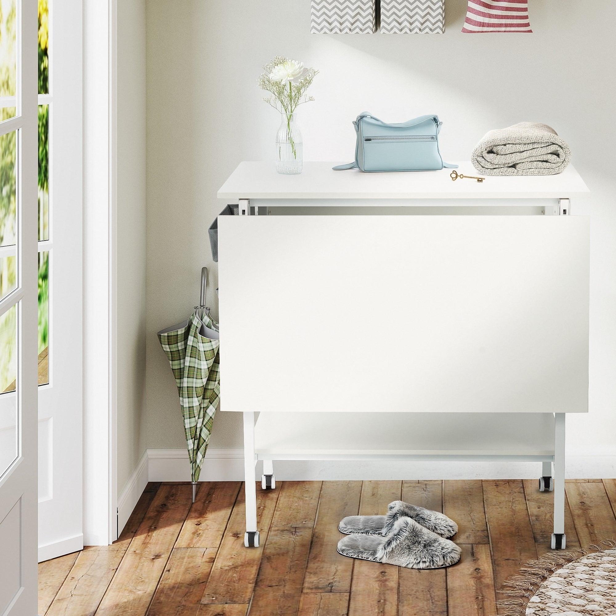 Table d'artisanat à hauteur réglable avec étagères de rangement, table de coupe pliable mobile pour maison, bureau, salle de couture, salle d'artisanat