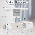 Table d'artisanat à hauteur réglable avec étagères de rangement, table de coupe pliable mobile pour maison, bureau, salle de couture, salle d'artisanat