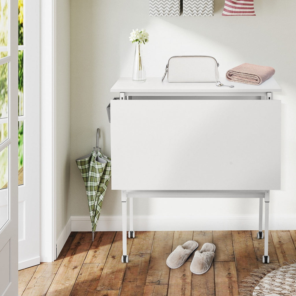 Table d'artisanat à hauteur réglable avec étagères de rangement, table de coupe pliable mobile pour maison, bureau, salle de couture, salle d'artisanat