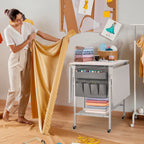 Table d'artisanat à hauteur réglable avec étagères de rangement, table de coupe pliable mobile pour maison, bureau, salle de couture, salle d'artisanat