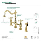 Robinet de cuisine Kingston Brass Heritage Bridge avec pulvérisateur en laiton