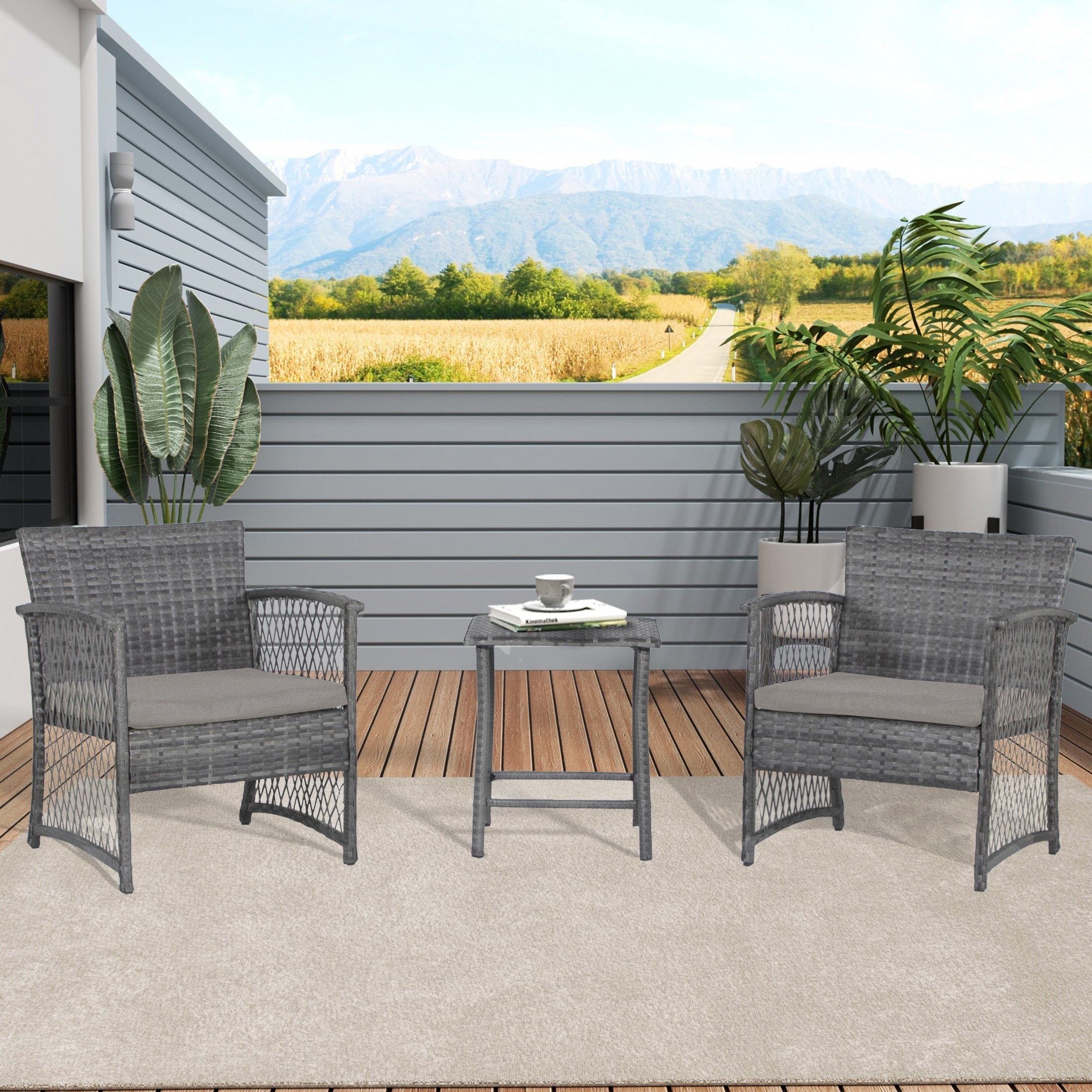 Ensemble de bistro pour terrasse en osier Heritage Outdoor, 3 pièces
