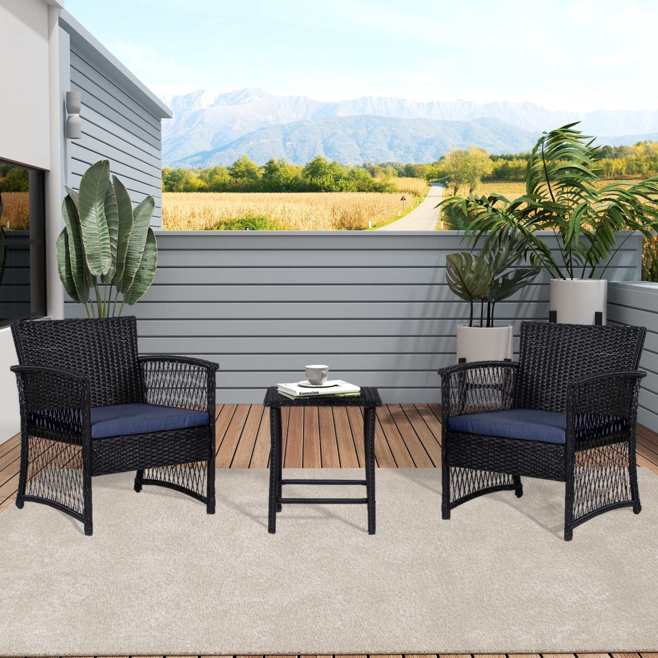Ensemble de bistro pour terrasse en osier Heritage Outdoor, 3 pièces