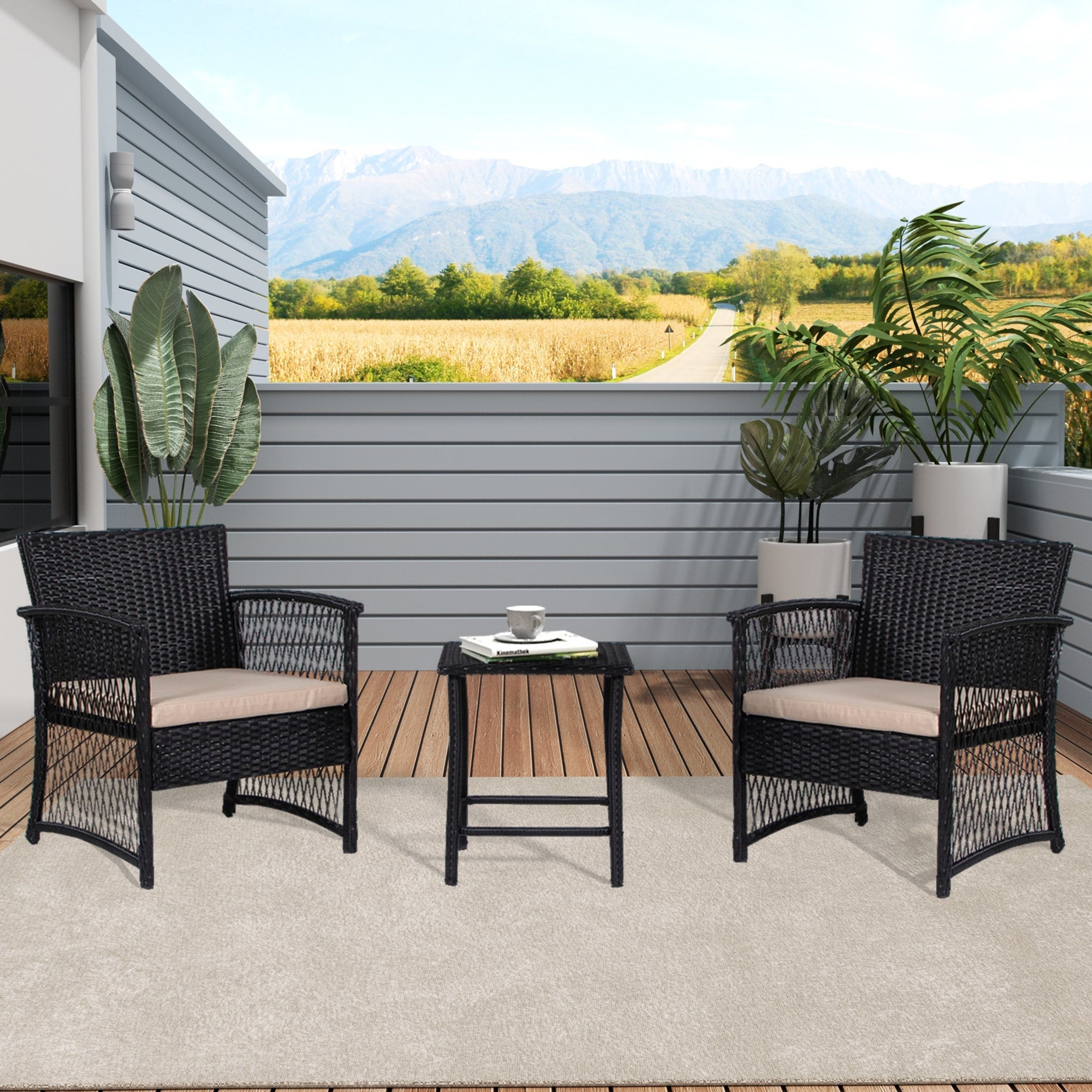Ensemble de bistro pour terrasse en osier Heritage Outdoor, 3 pièces