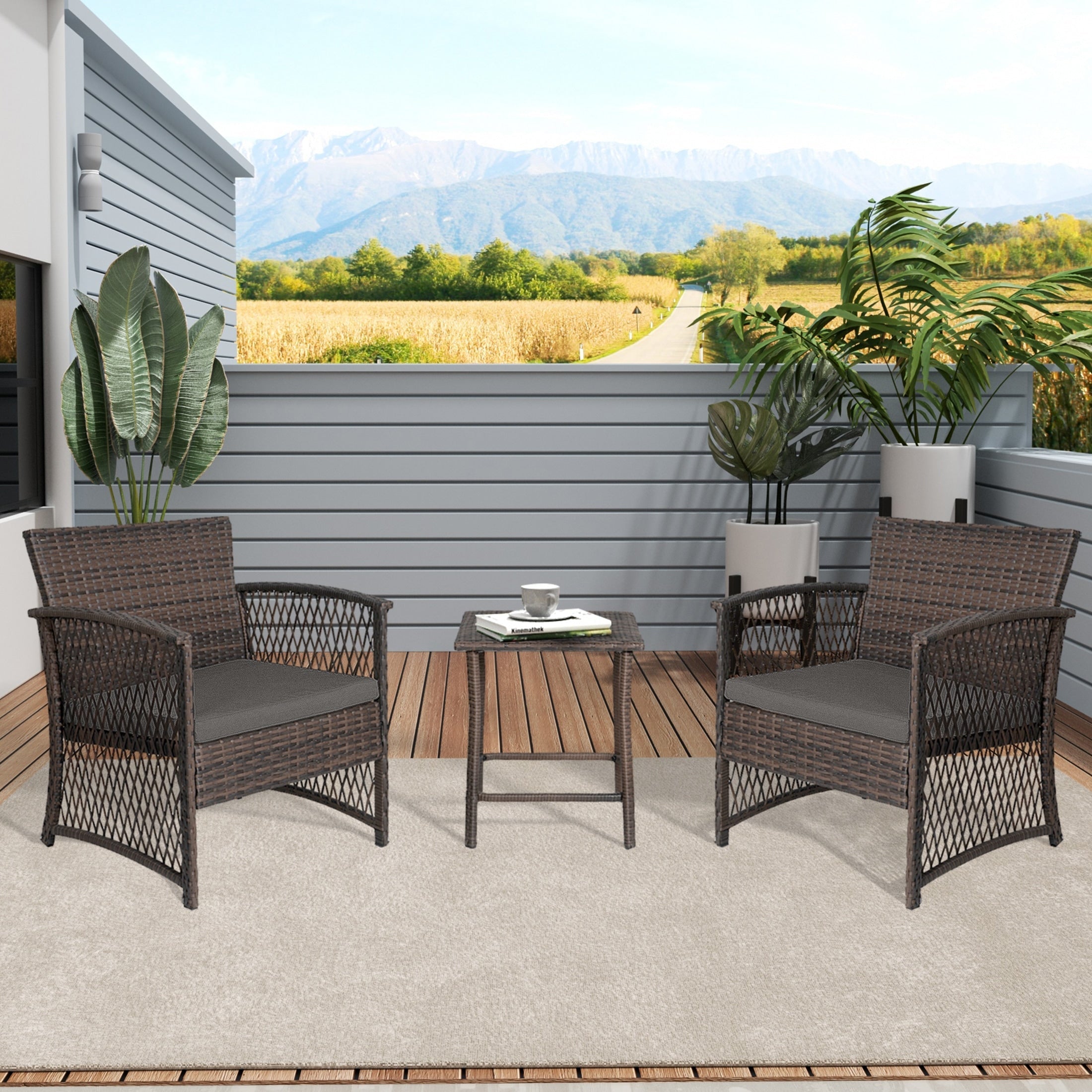 Ensemble de bistro pour terrasse en osier Heritage Outdoor, 3 pièces