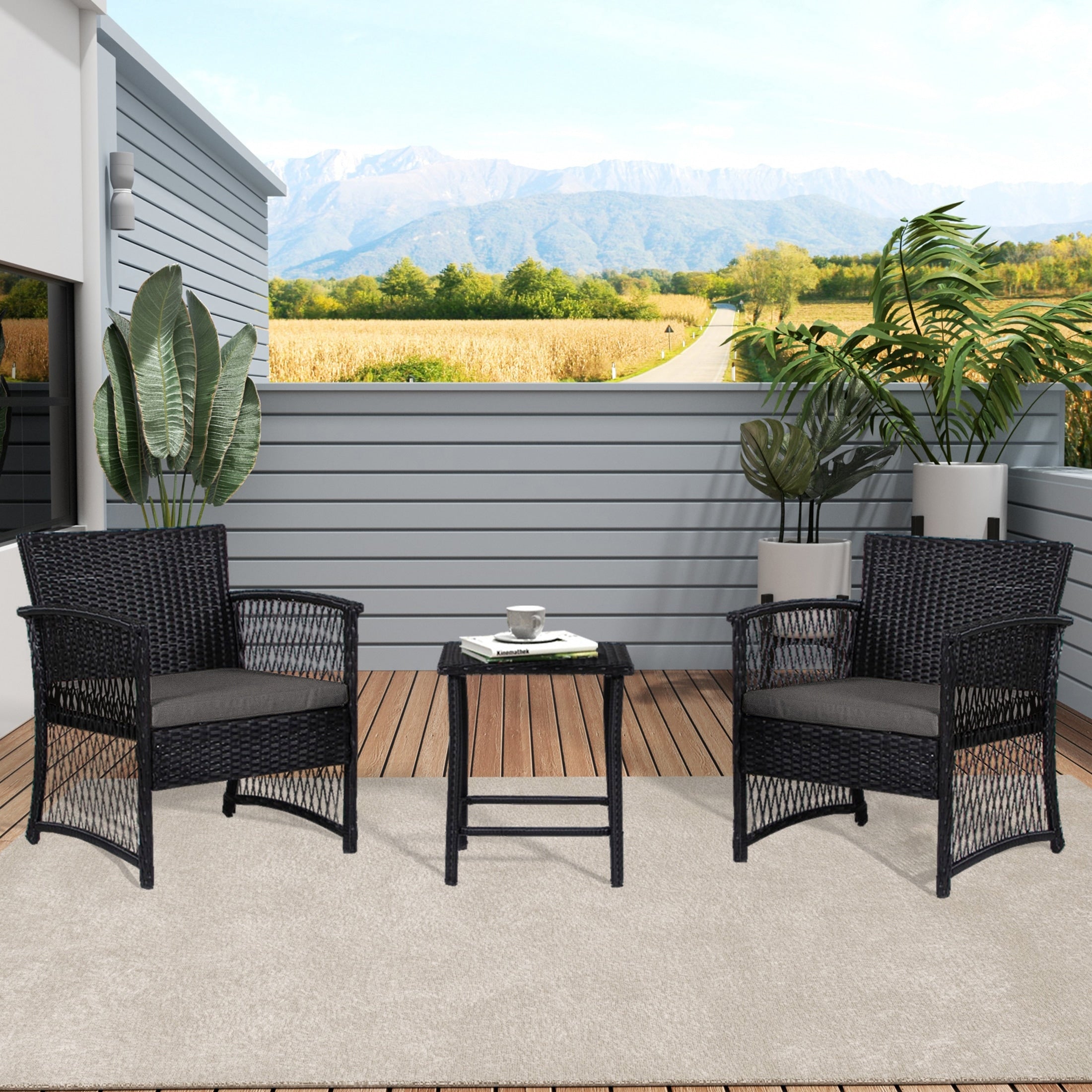 Ensemble de bistro pour terrasse en osier Heritage Outdoor, 3 pièces