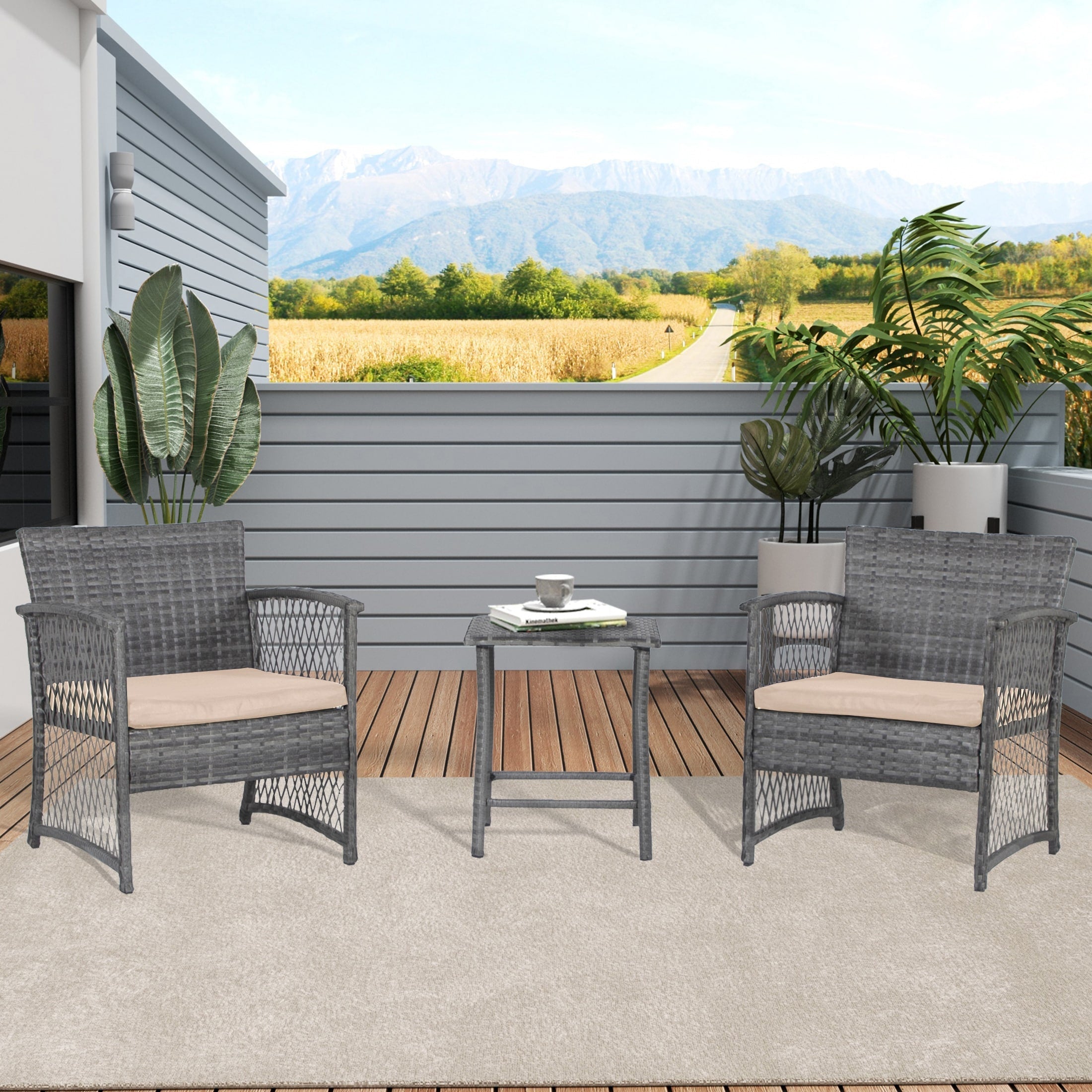 Ensemble de bistro pour terrasse en osier Heritage Outdoor, 3 pièces