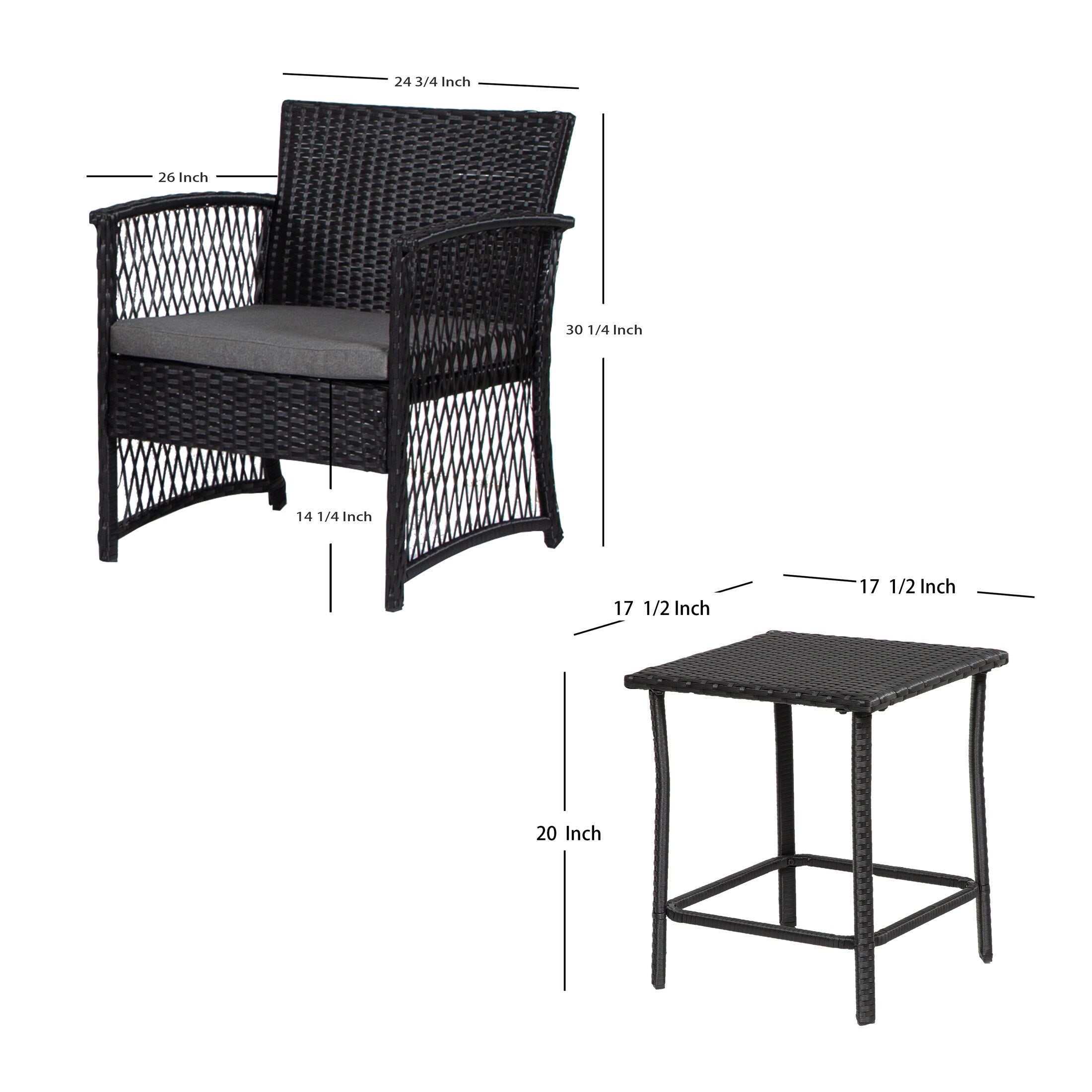 Ensemble de bistro pour terrasse en osier Heritage Outdoor, 3 pièces