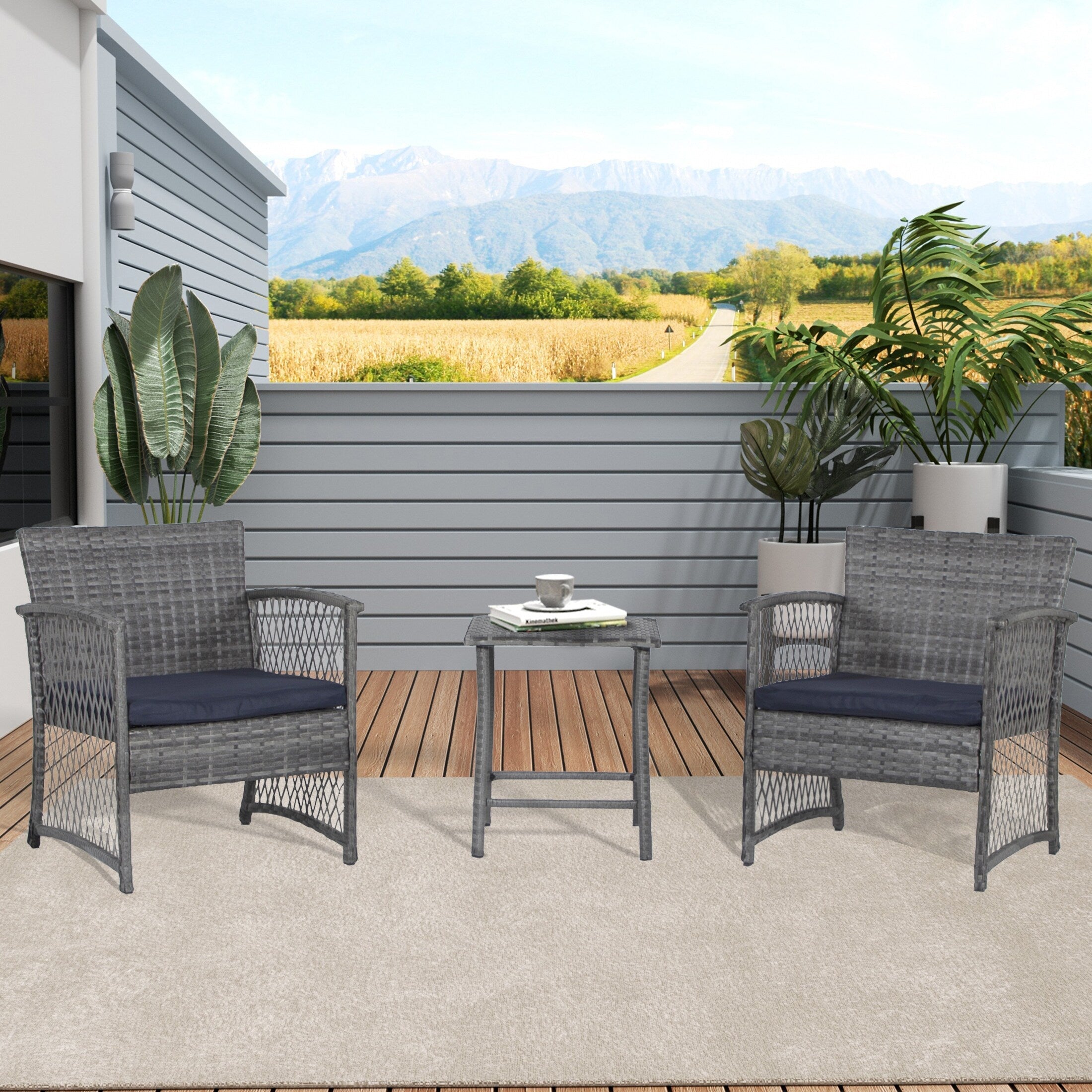 Ensemble de bistro pour terrasse en osier Heritage Outdoor, 3 pièces
