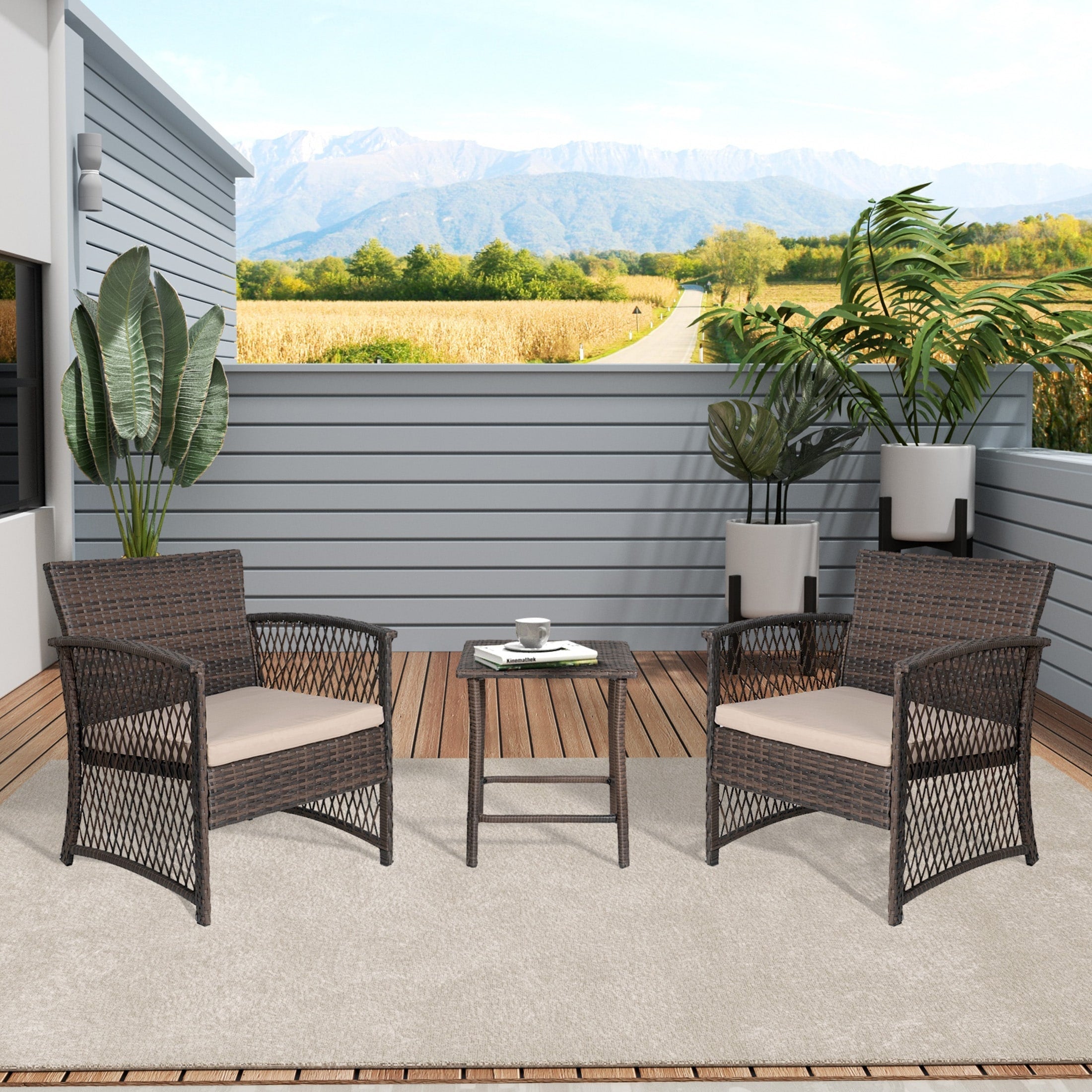 Ensemble de bistro pour terrasse en osier Heritage Outdoor, 3 pièces