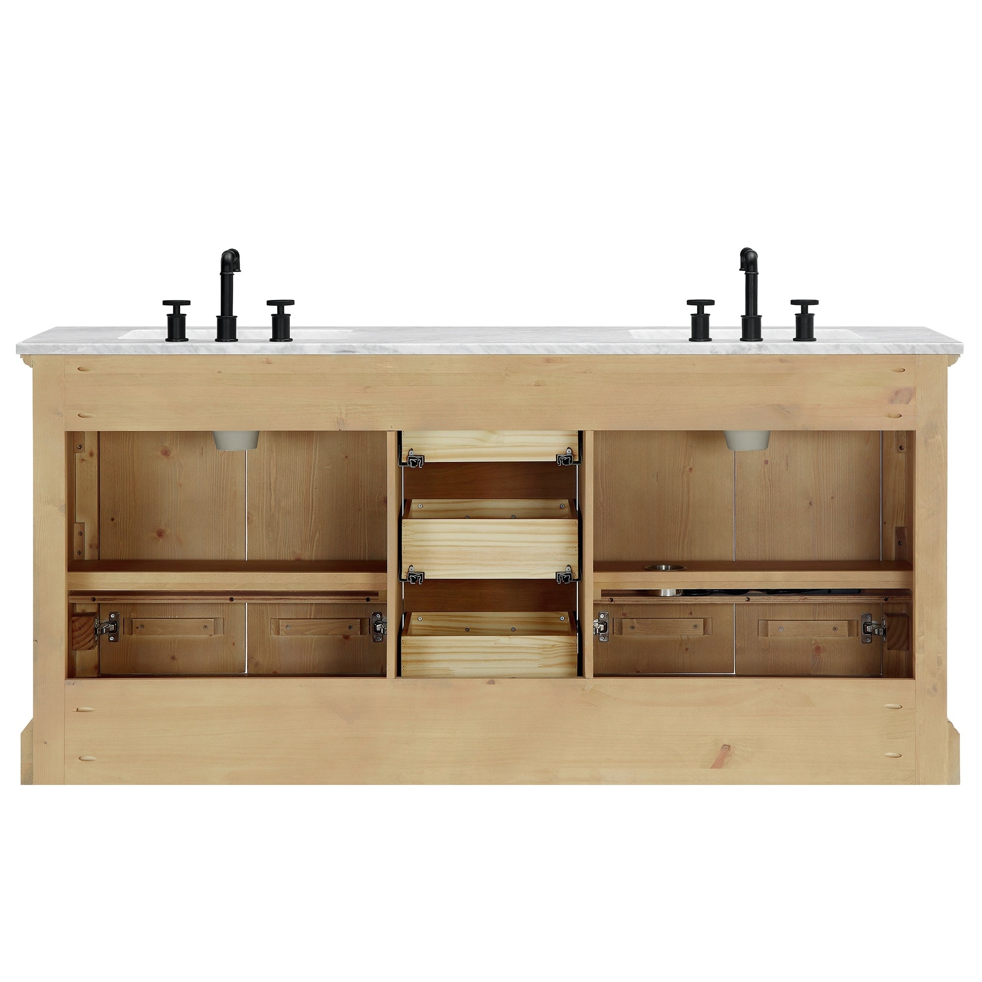 Meuble-lavabo Hervas avec plan de toilette en marbre naturel, sans miroir.