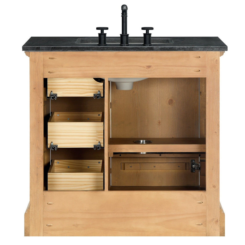 Meuble-lavabo Hervas avec plan de toilette en marbre naturel, sans miroir.