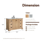 Meuble-lavabo Hervas avec plan de toilette en marbre naturel, sans miroir.