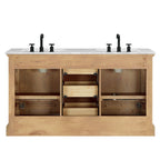 Meuble-lavabo Hervas avec plan de toilette en marbre naturel, sans miroir.