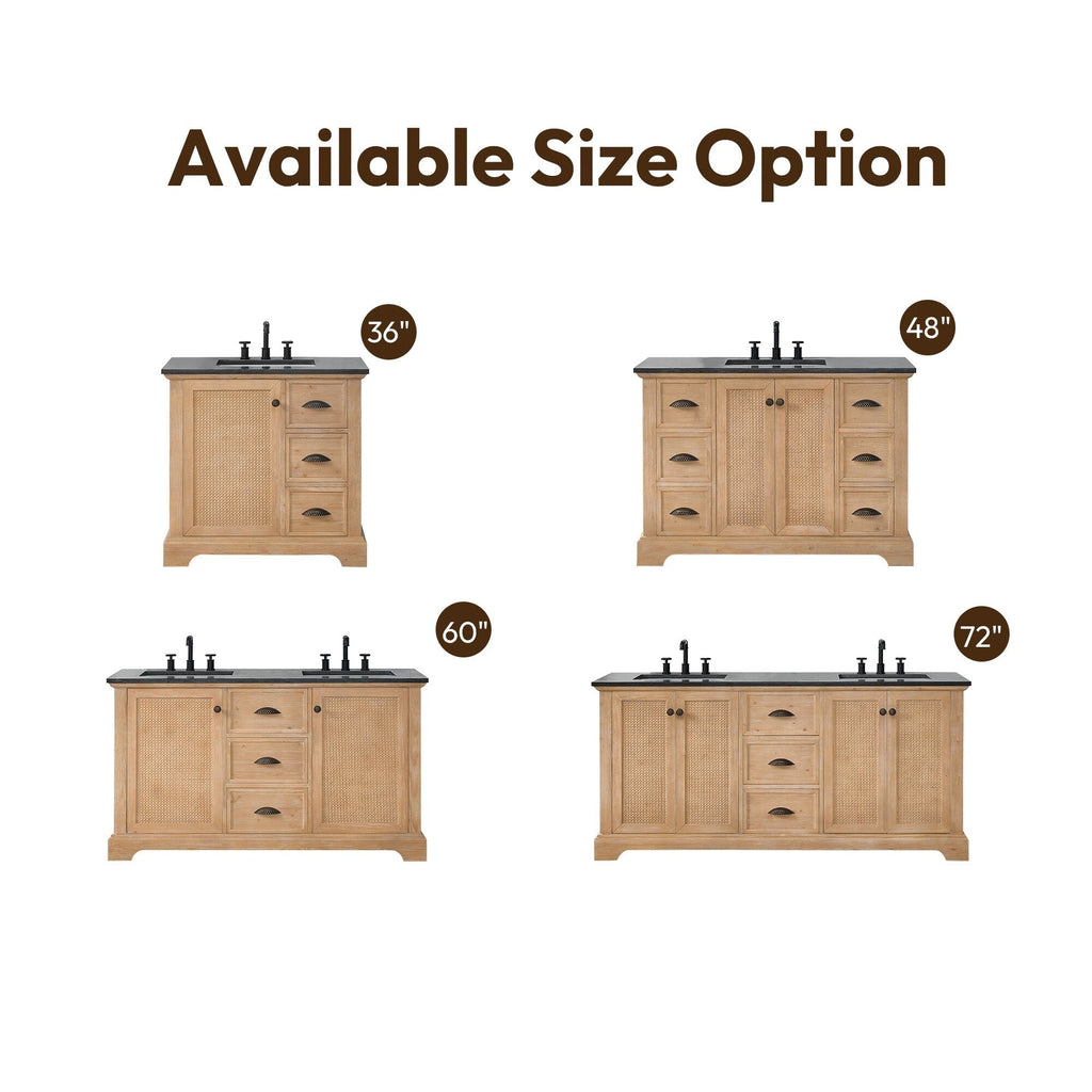 Meuble-lavabo Hervas avec plan de toilette en marbre naturel, sans miroir.