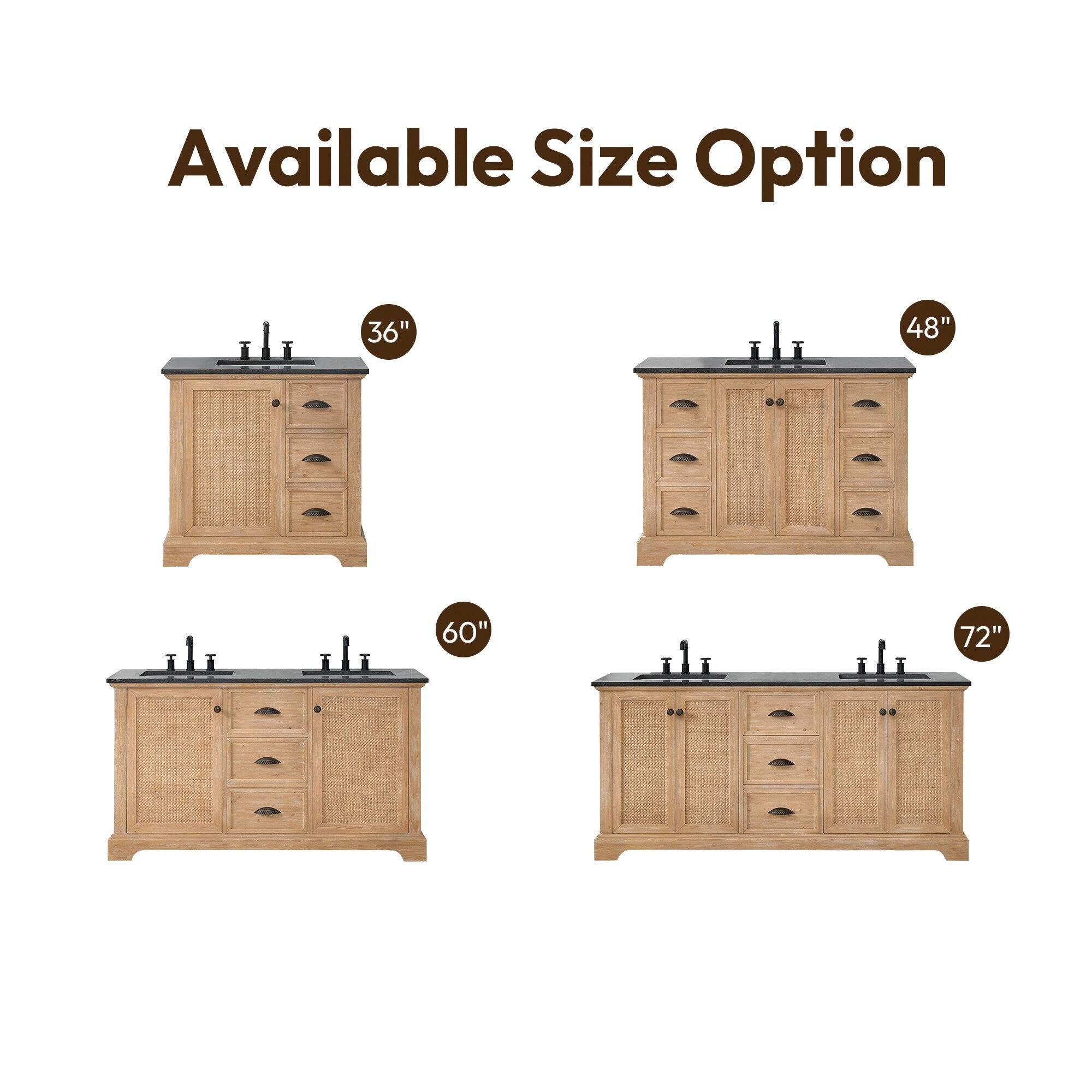 Meuble-lavabo Hervas avec plan de toilette en marbre naturel, sans miroir.