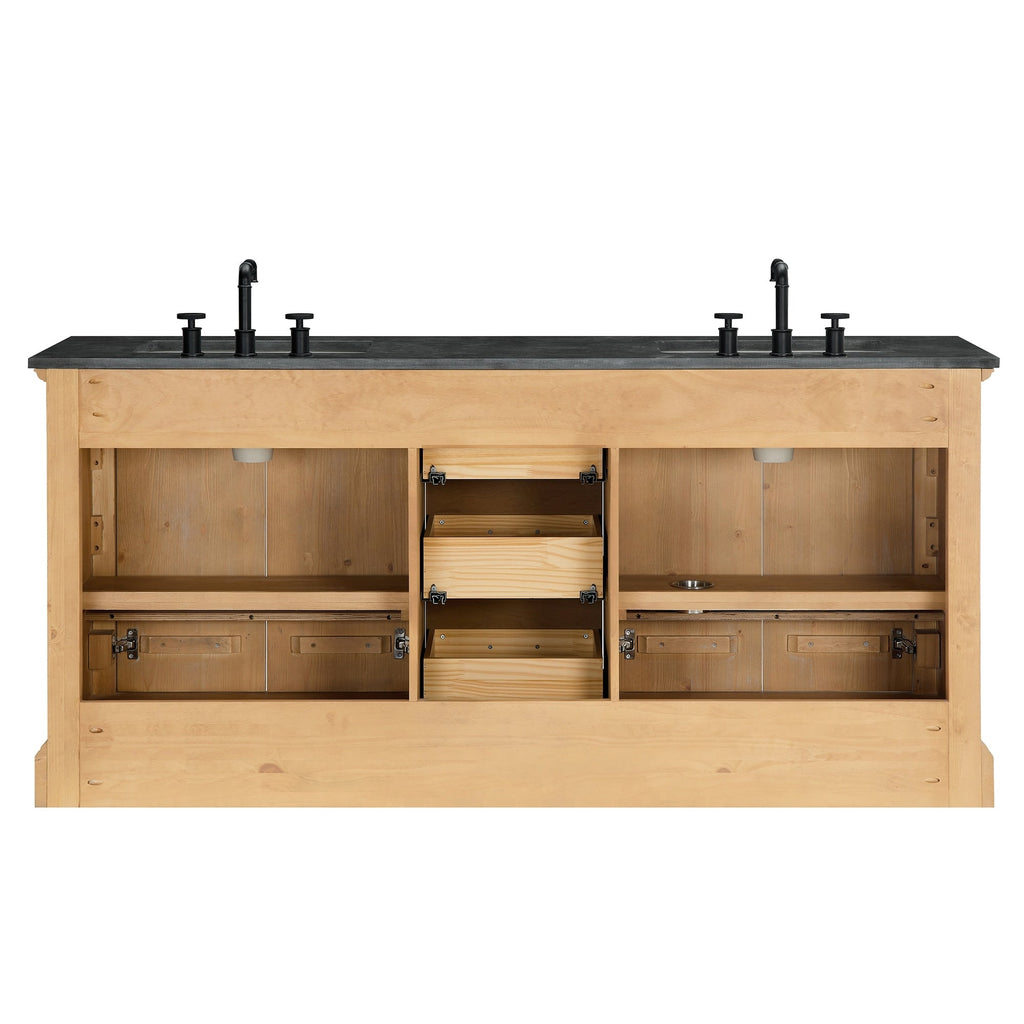 Meuble-lavabo Hervas avec plan de toilette en marbre naturel, sans miroir.