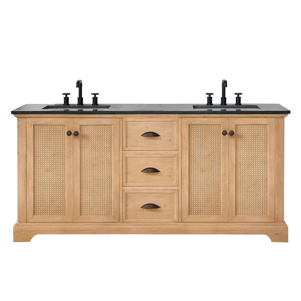 Meuble-lavabo Hervas avec plan de toilette en marbre naturel, sans miroir.