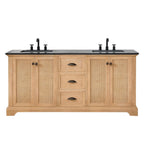 Meuble-lavabo Hervas avec plan de toilette en marbre naturel, sans miroir.