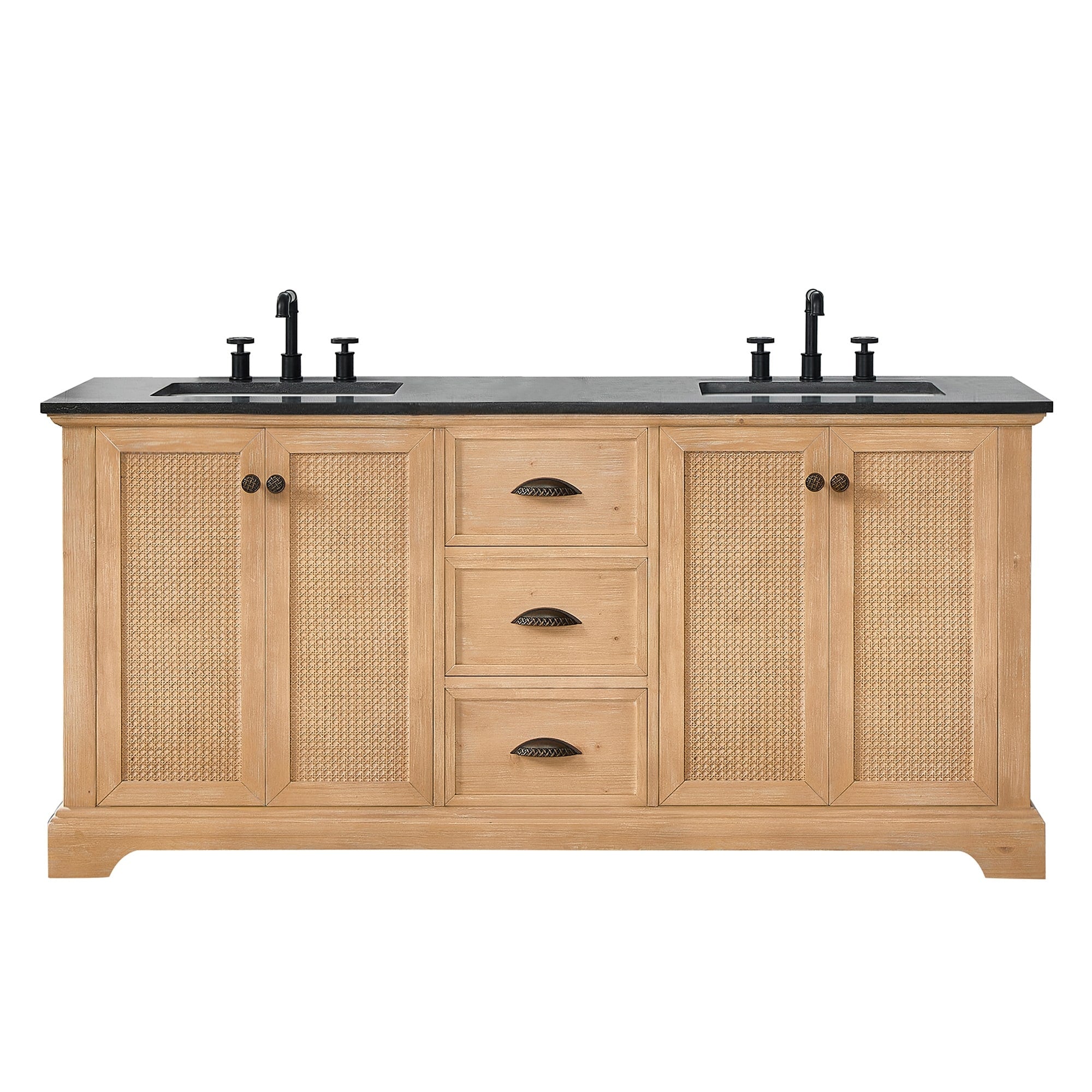 Meuble-lavabo Hervas avec plan de toilette en marbre naturel, sans miroir.