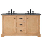 Meuble-lavabo Hervas avec plan de toilette en marbre naturel, sans miroir.