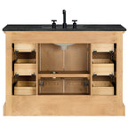 Meuble-lavabo Hervas avec plan de toilette en marbre naturel, sans miroir.