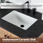 Meuble-lavabo Hervas avec plan de toilette en marbre naturel, sans miroir.