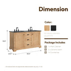 Meuble-lavabo Hervas avec plan de toilette en marbre naturel, sans miroir.