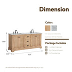 Meuble-lavabo Hervas avec plan de toilette en marbre naturel, sans miroir.