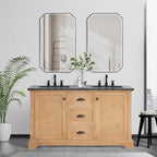 Meuble-lavabo Hervas avec plan de toilette en marbre naturel, sans miroir.