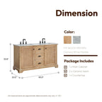 Meuble-lavabo Hervas avec plan de toilette en marbre naturel, sans miroir.