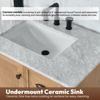 Meuble-lavabo Hervas avec plan de toilette en marbre naturel, sans miroir.