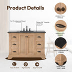 Meuble-lavabo Hervas avec plan de toilette en marbre naturel, sans miroir.