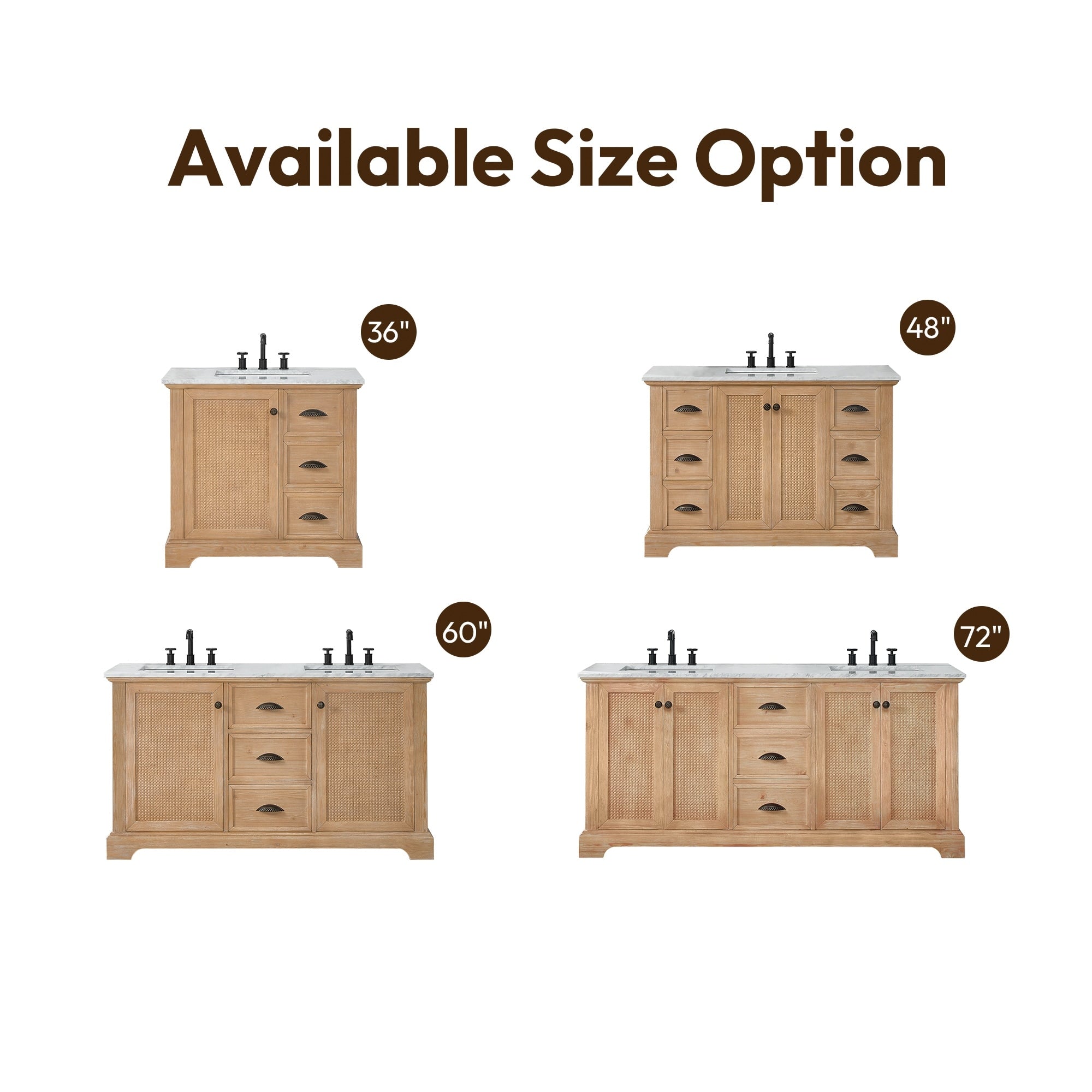 Meuble-lavabo Hervas avec plan de toilette en marbre naturel, sans miroir.