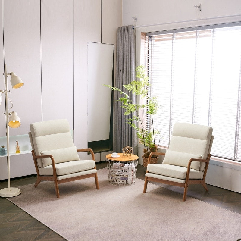 Fauteuil de loisirs à dossier haut avec accoudoirs en bois massif, chaise d'appoint.