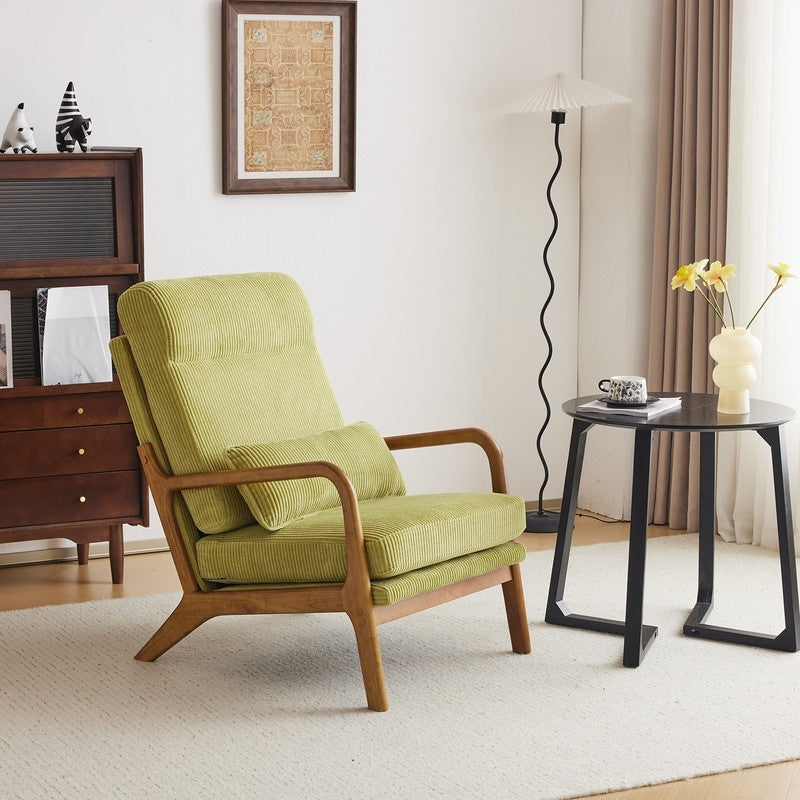 Fauteuil de loisirs à dossier haut avec accoudoirs en bois massif, chaise d'appoint.