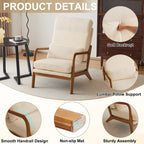 Fauteuil de loisirs à dossier haut avec accoudoirs en bois massif, chaise d'appoint.