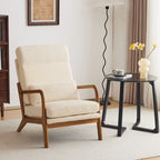 Fauteuil de loisirs à dossier haut avec accoudoirs en bois massif, chaise d'appoint.