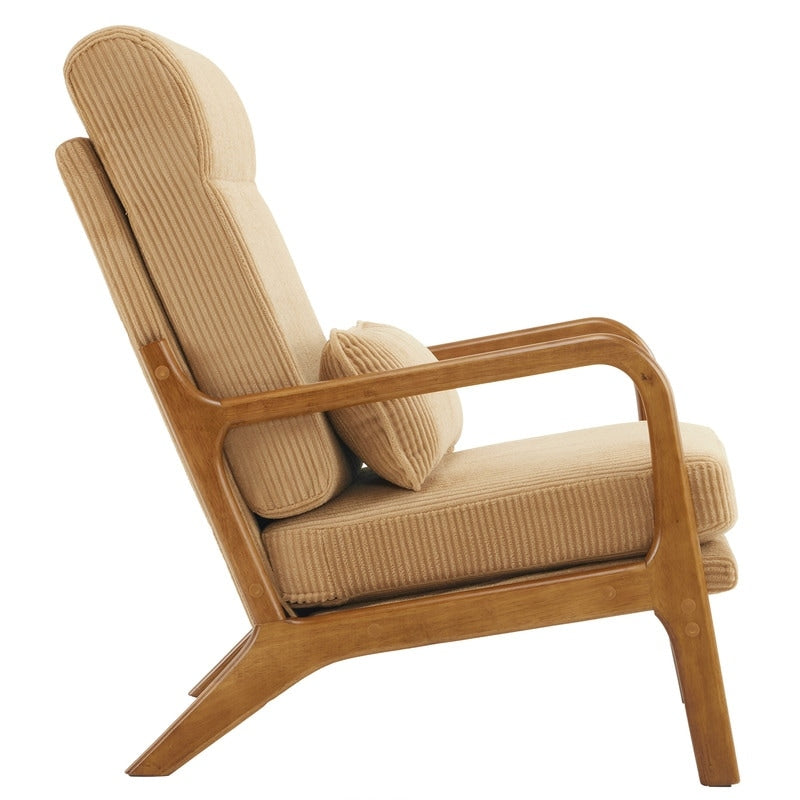 Fauteuil de loisirs à dossier haut avec accoudoirs en bois massif, chaise d'appoint.